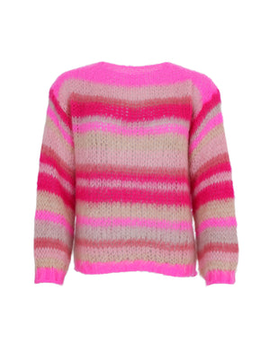 BCADRIA mehrfarbiger gestreifter Pullover – Pink Passion
