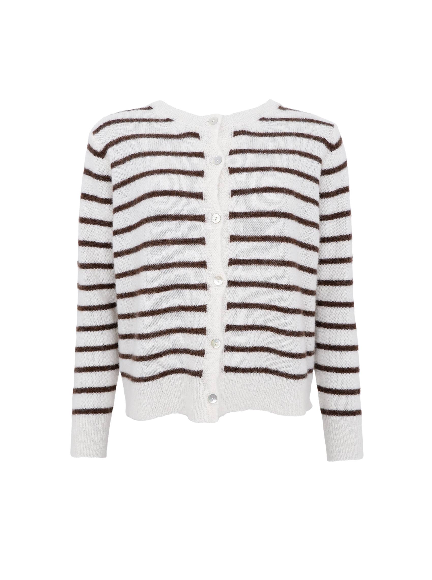 BCDELL gestreifte Strickjacke – Off-White