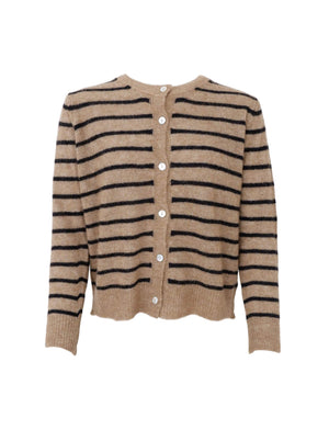 BCDELL gestreifte Strickjacke - Taupe