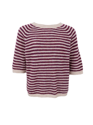 BCDELL gestreifter Pullover - Pflaume
