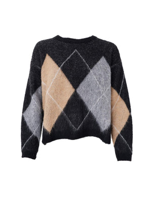 BCBETH Argyle-Strickpullover - Schwarz