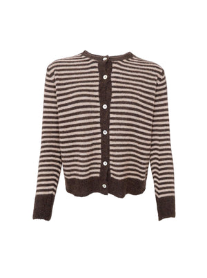 BCDELL gestreifte Strickjacke - Coffee