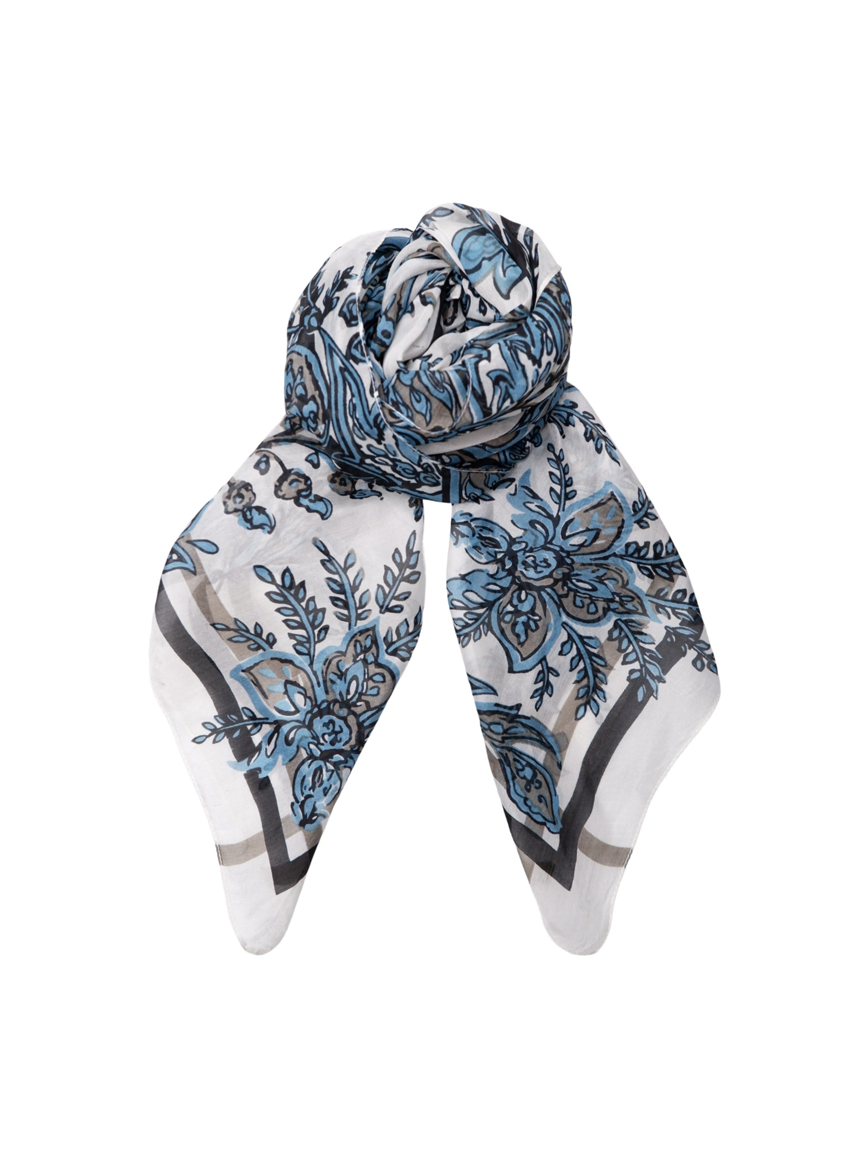 BCKIRSTINE silk scarf - Off White Paisley - Black Colour