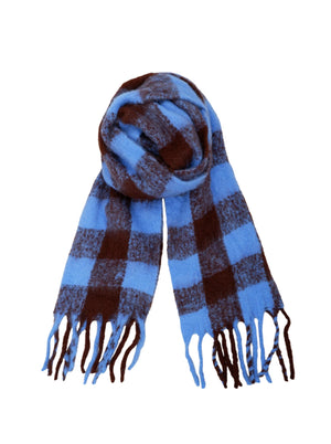 BCNORTH weicher Winterschal - Blau/Mokka