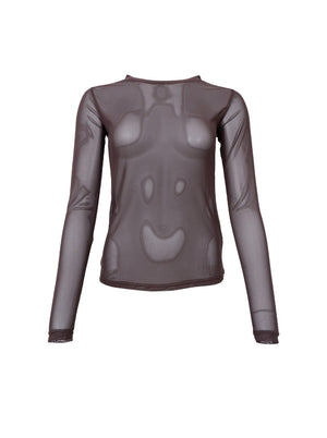 BCANNIE Netzbluse - Kaffee