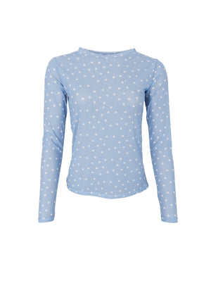 BCANNIE Netzbluse - Hellblau gepunktet