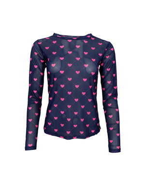 BCANNIE Netzbluse - Navy Pink Heart