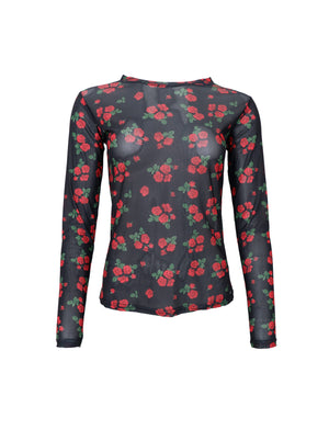 BCANNIE Netzbluse - Rote Blume