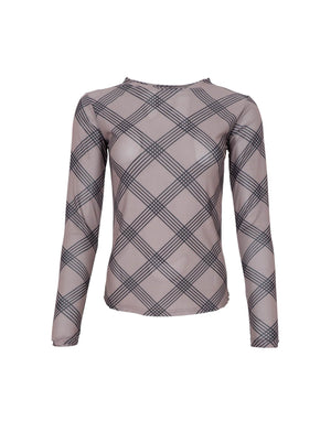 BCANNIE Mesh-Bluse – Taupe Argyle
