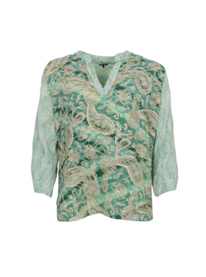 BCLUNA Bluse mit ausgestellten Ärmeln – Floral Green Mix