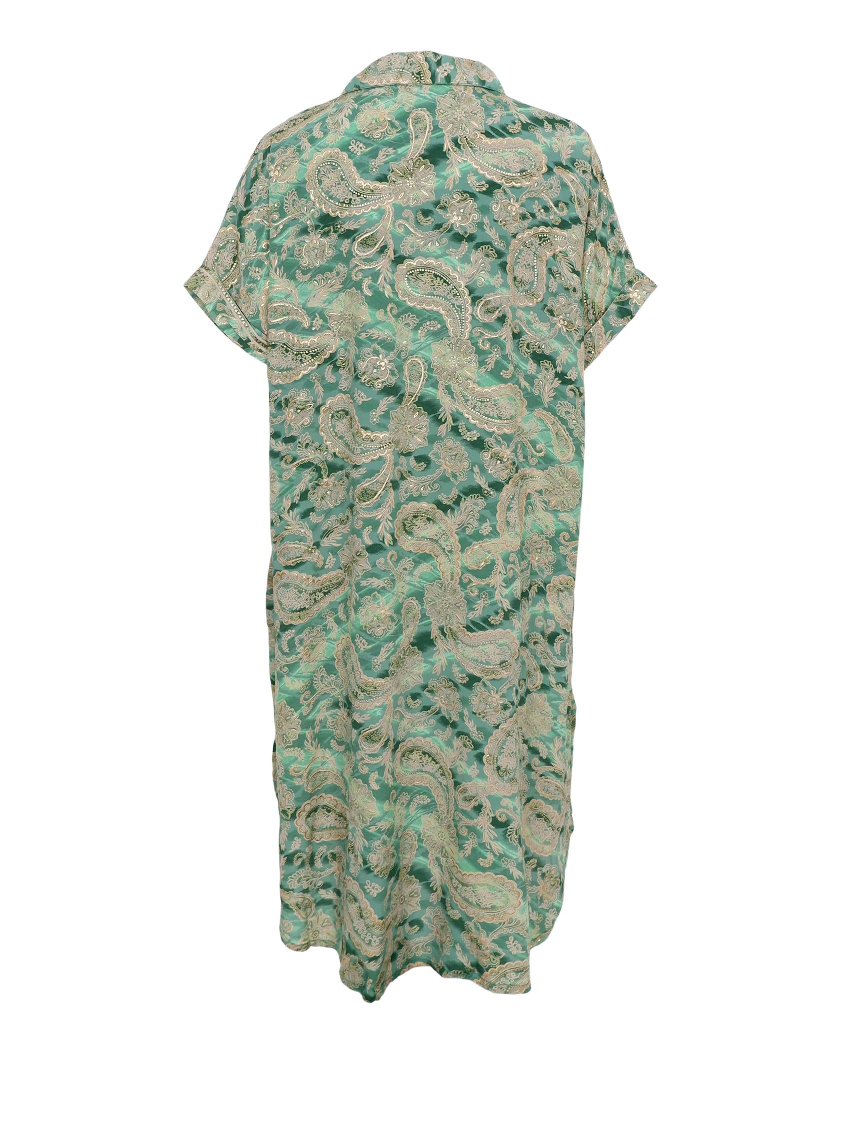 BCLUNA s/s kaftan tunic - Floral Green - Black Colour