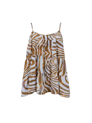 BCLUNA Top mit ausgestellten Trägern – Blaues Zebra