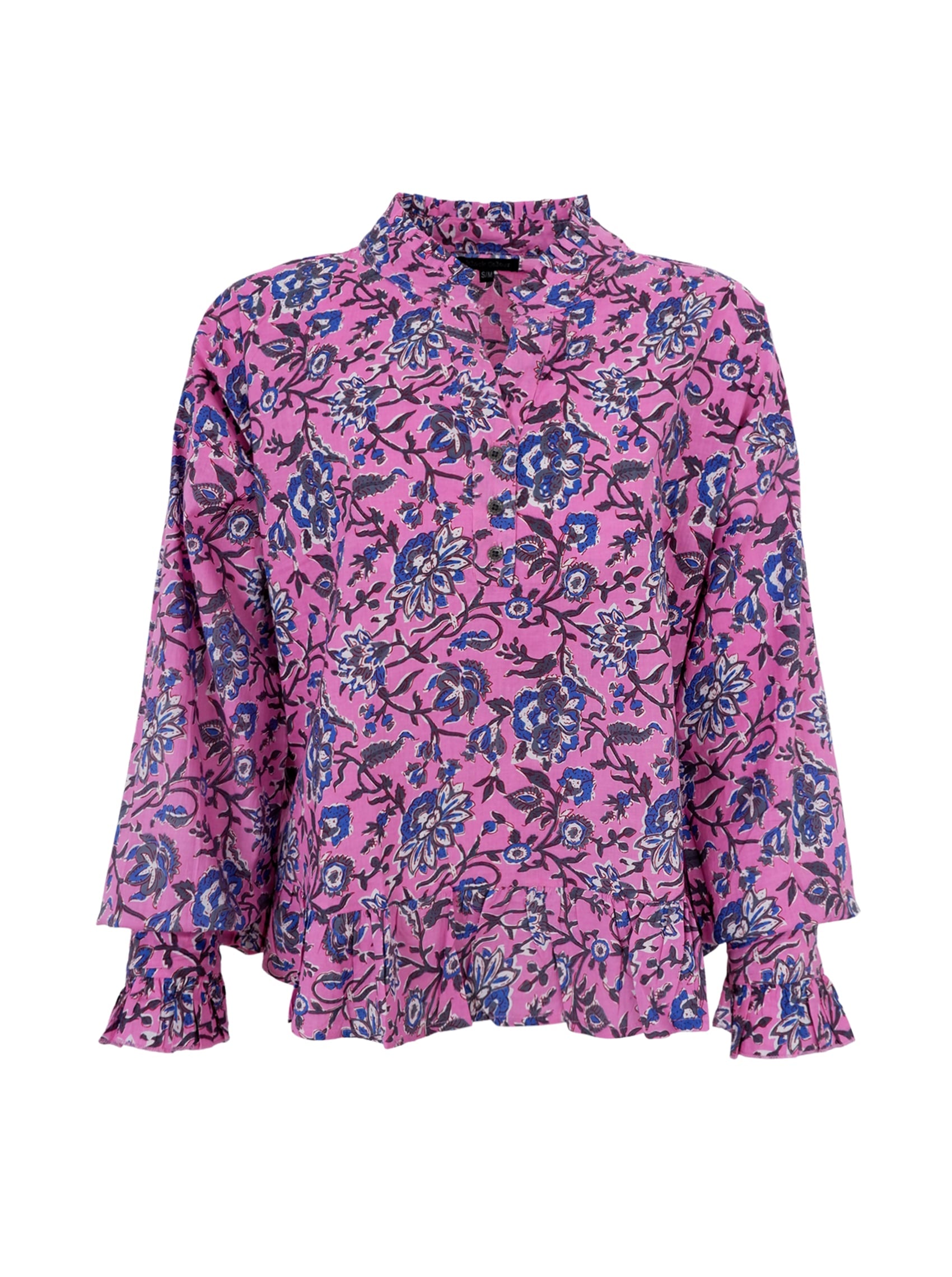 BCFLORA Ruffle blouse - Pink Paradise - Black Colour