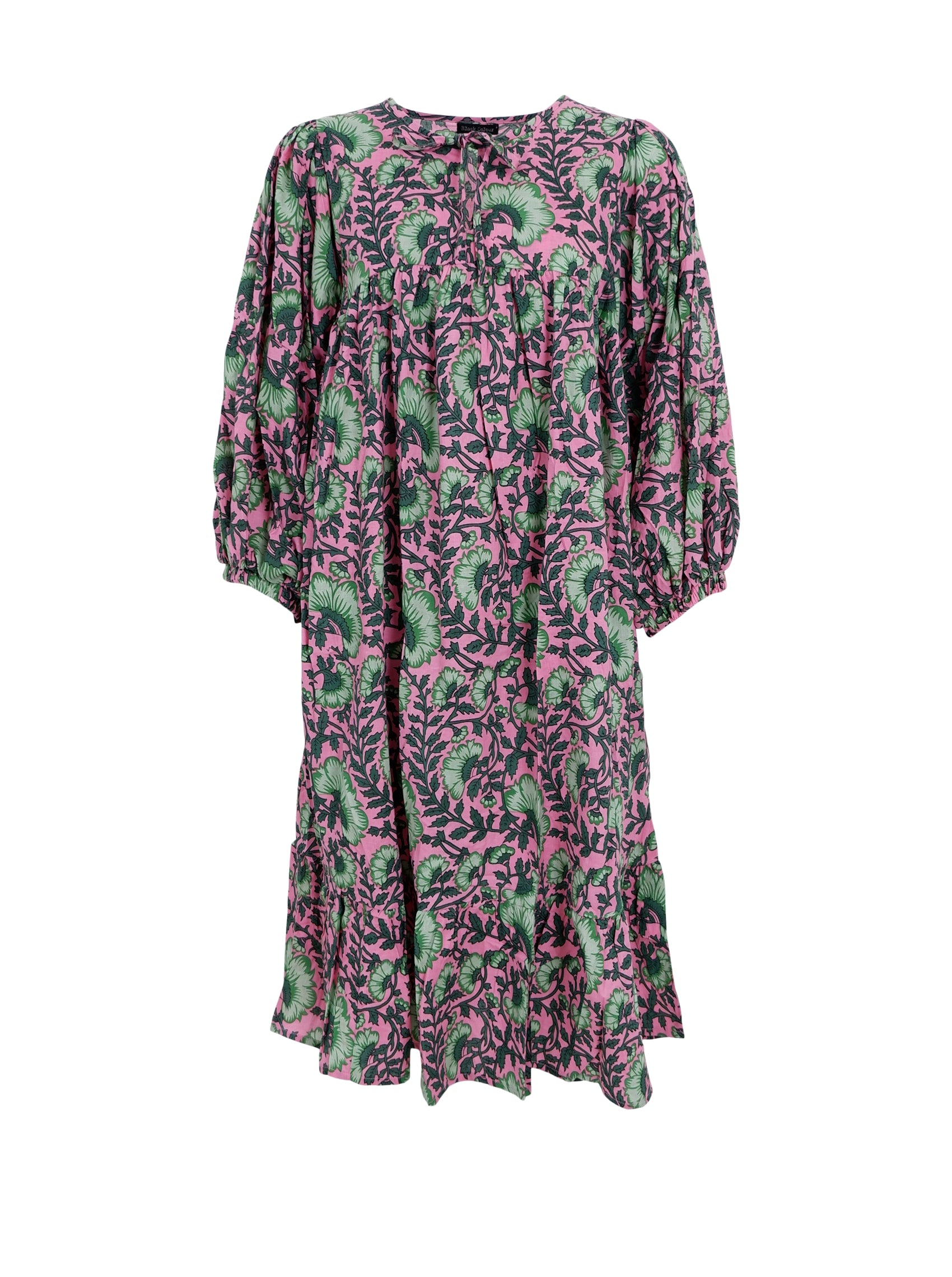 BCFLORA short puff sleeve dress - Pink Dahlia - Black Colour