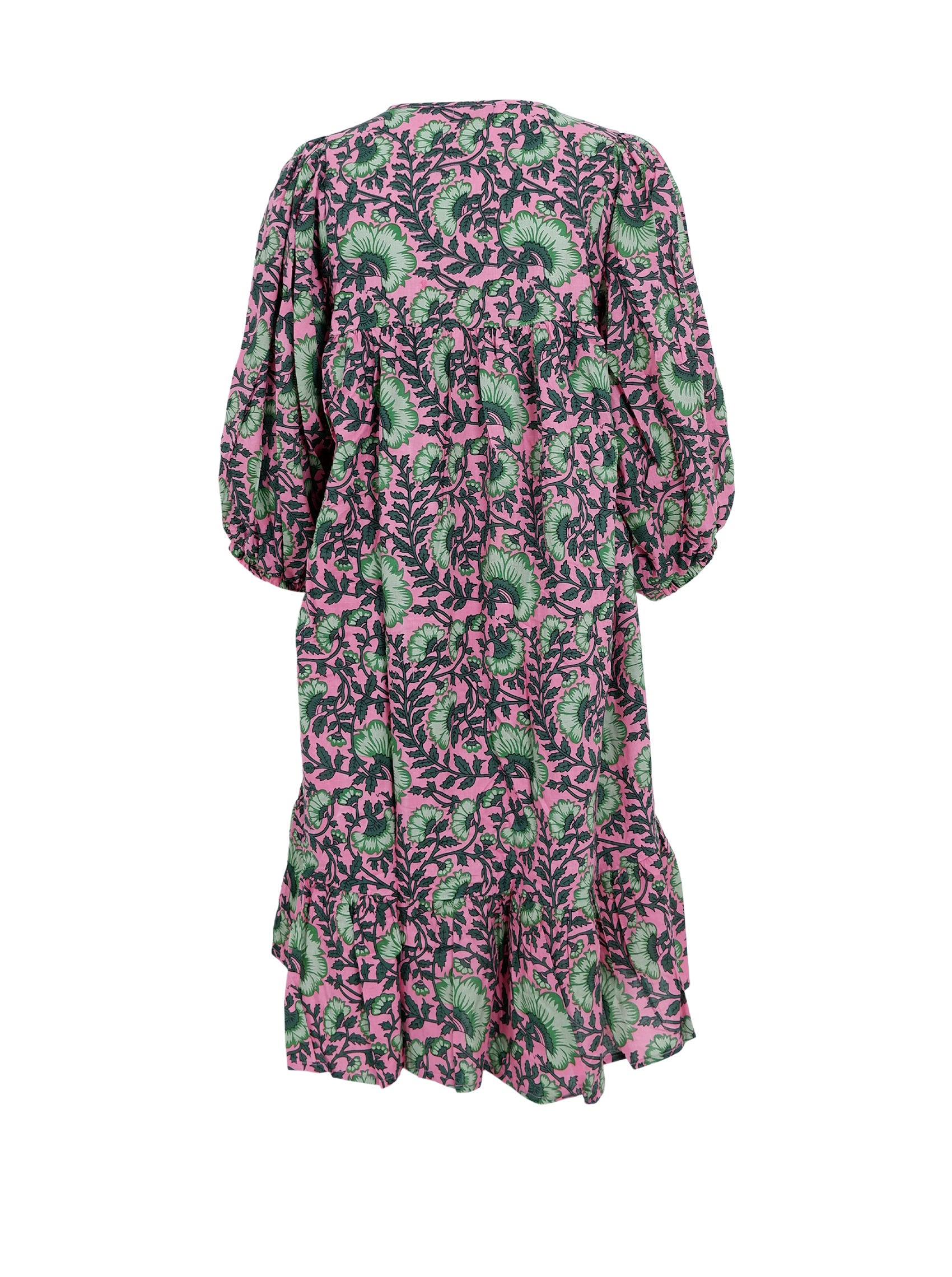 BCFLORA short puff sleeve dress - Pink Dahlia - Black Colour