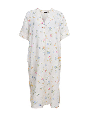 BCMELINA langes Leinenkleid - Blume
