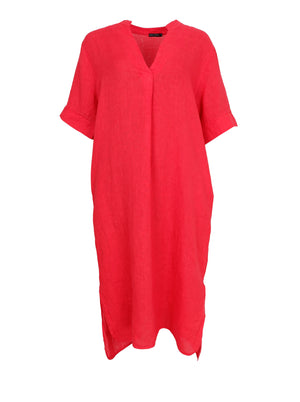 BCMELINA langes Leinenkleid - Rot