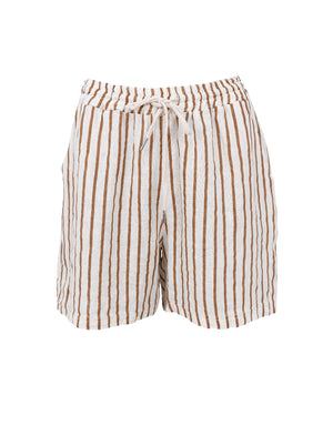 BCMELINA Leinenshorts - Kamelstreifen