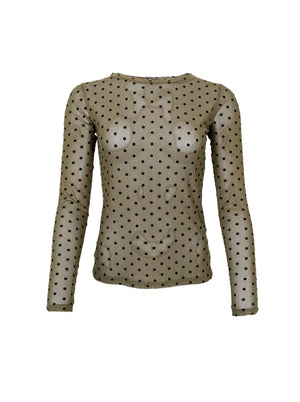 BCJENNIE Tupfen-Mesh-Bluse - Army