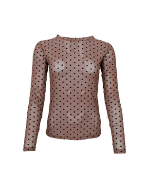 BCJENNIE Tupfenbluse aus Mesh - Espresso