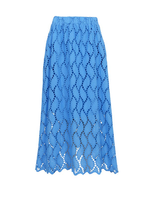 BCFREYA Spitzenrock mit Cut-out – Ozeanblau