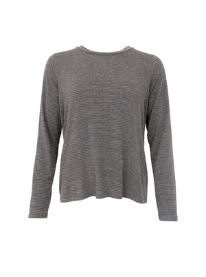 BCFAYE langärmliges, lockeres T-Shirt – Grau gestreift