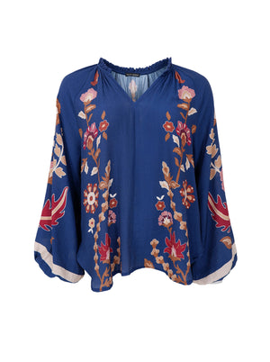 BCMARIGOLD Bluse – Dunkelblaue Blume