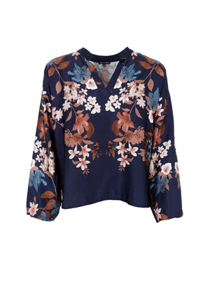 BCZENDAYA Bluse langarm - Navy Flower