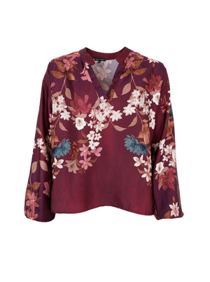 BCZENDAYA Bluse langarm - Plum Flower