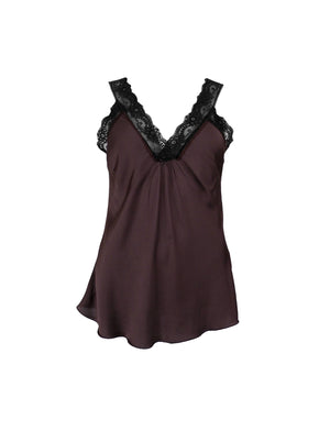 BCBEA schwarzes Spitzentop - Kaffee