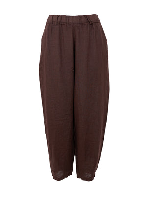 BCMELINA Leinenhose im Fassdesign – Kaffee