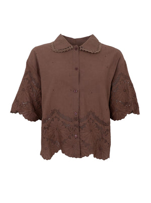 BCAGNETA Spitzenbluse - Espresso