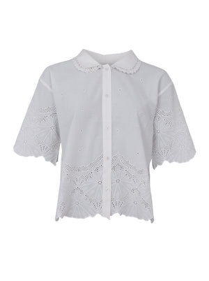 BCAGNETA Spitzenbluse – Cremeweiß
