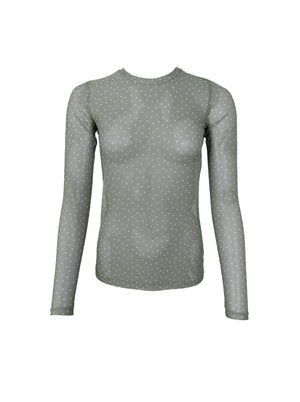 BCANNE Mesh-Bluse - Grüner Punkt