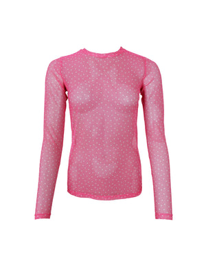 BCANNE Netzbluse - Rosa Punkte