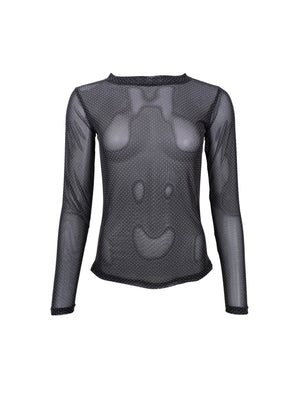 BCJESSIE Mesh Bluse - Black Dotted