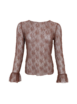 BCCILIE Spitzenbluse - Coffee