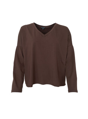 BCMAY ls v-neck blouse - Coffee