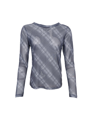 BCKAMMA Mesh-Bluse – Grau Tartan