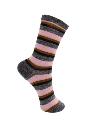 BCBRANDI gestreifte Socke - Grau Multi