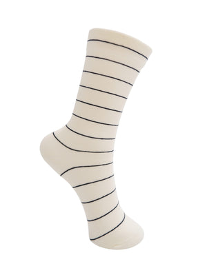BCRUE gestreifte Socke - Off White