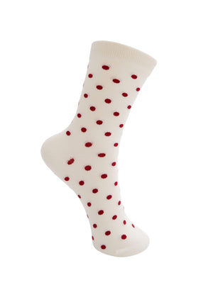 BCHELEN gepunktete Socke - Creme/Wein