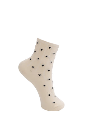 BCALEA Herzsocke - Creme mit schwarzen Herzen