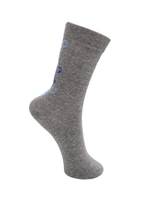 BCELORA Socke - Hellgrau mit blauen Schleifen