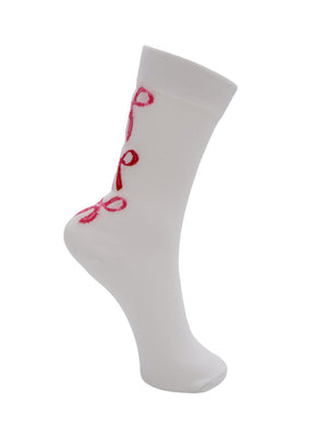 BCELORA Socke - Weiß mit rosa Schleifen
