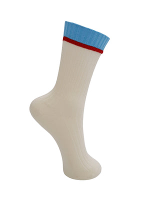 BCCLARA Kontrastsocken - Weiß mit Blau