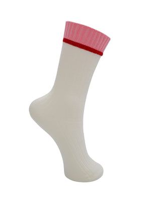 BCCLARA Kontrastsocken - Weiß mit Pink