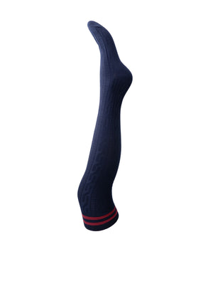 BCSCHMIDT Kniestrümpfe mit Zopfmuster - Marineblau