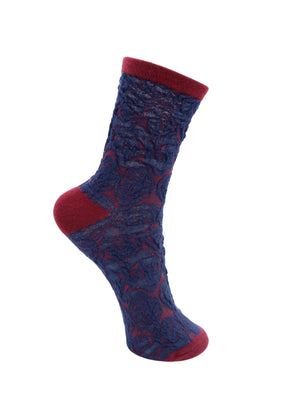 BCSAMI Socke - Weinrot mit Marineblau