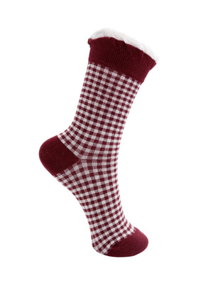 BCLUMINA Socke - Weinrot kariert
